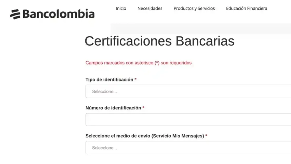 certificación bancaria Bancolombia